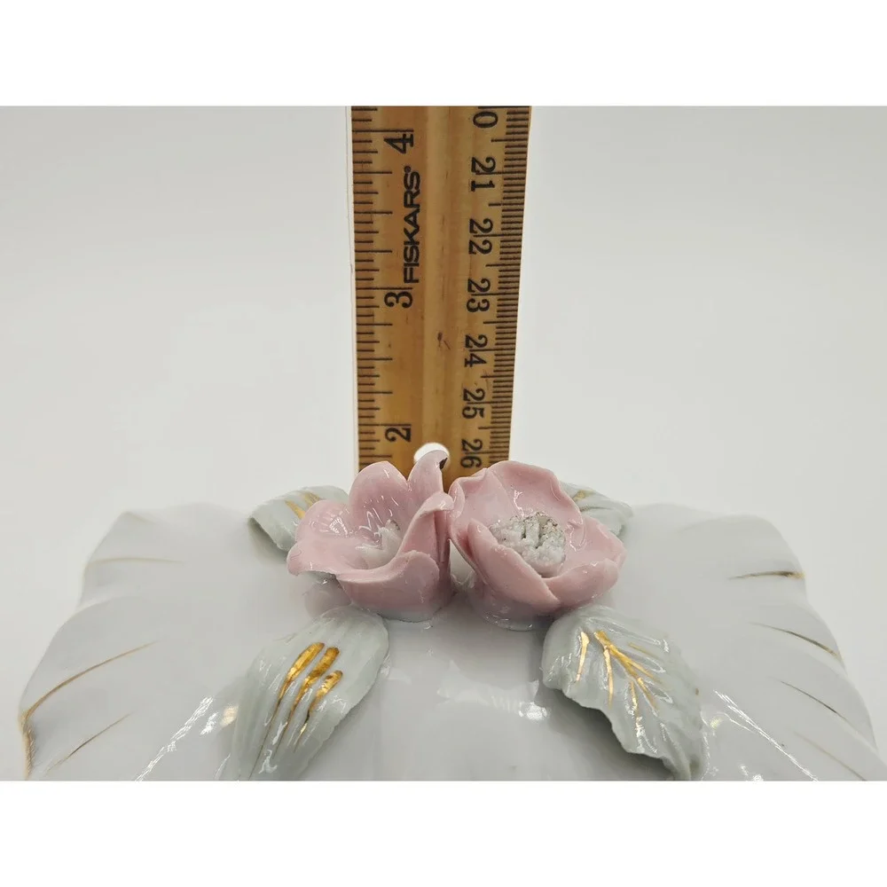 Vintage Royal Sealy Japan Porcelain Trinket Box and Ring Dish 3 pc Set Rose Gold
